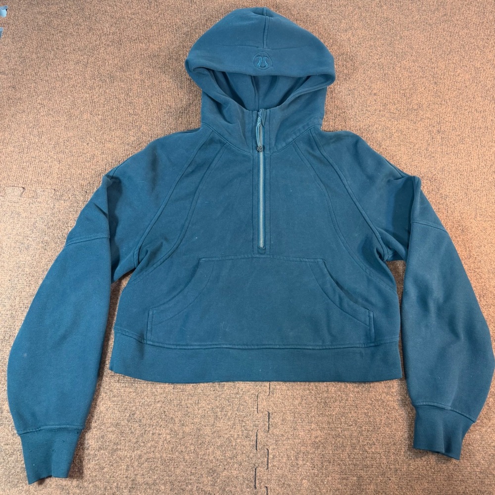 Lululemon Scuba Oversized Half-Zip Hoodie Teal Blue XS/S Cropped Sweatshirt